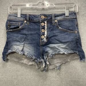 Kancan High Rise Button Fly Distressed Shorts Size Medium